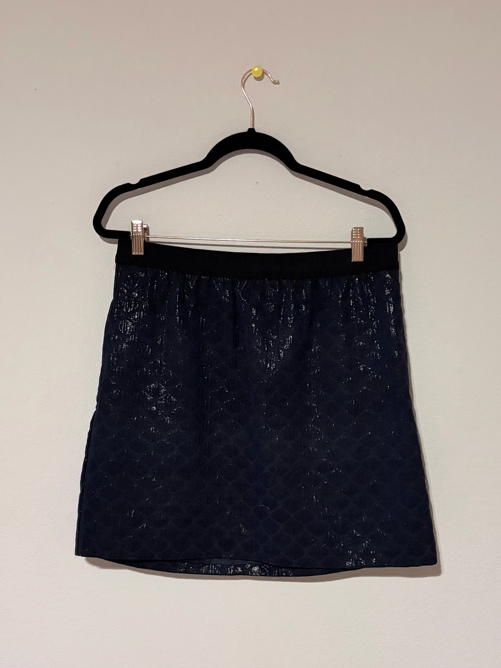 LOFT Navy Blue Shimmery Metallic Textured Mini Skirt